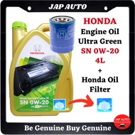 HONDA Engine Oil Ultra Green SN 0W-20 4L + Honda Oil Filter (15400-TRA-003) Gold/Green