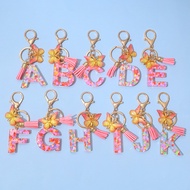 1Pcs Sweet Heart Sequin Filled 26 Letter Keychains Exquisite A-Z Initials Resin Keyring Gift Souveni