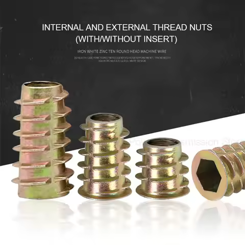 10-100Pcs M4 M5 M6 M8 M10 Zinc Alloy Thread for Wood Insert Nut Flanged Hex Drive Head Furniture Nut
