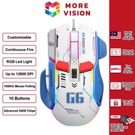 XUNFOX G6 Gaming Mouse Mice 12800DPI Ergonomic 10 Keys LED DPI Forward Backward Optical Rechargeable PC Laptop