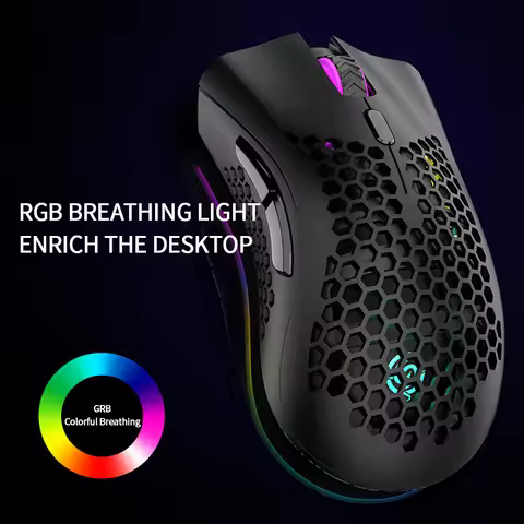Viper BM600 Wireless Mouse Lightweight Hollow Hole Rechargeable Colorful RGB Luminous Touch Smooth O