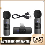 BOYA BY-V20 One-Trigger-Two 2.4G Wireless Microphone System Clip-on Phone Microphone Omnidirectional Mini Lapel Mic Auto Pairing Smart Noise Reduction 50M Transmission Range Replac