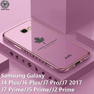 YuPin ใบเมเปิลเคสโทรศัพท์มือถือสำหรับ Samsung Galaxy J7 Pro / J4 Plus / J6 Plus / J7 2017/J7 Prime / J5 Prime / J2ไพร์มตัวชุบโลหะหรูหราสีทึบอ่อนซิลิโคน TPU ฝาครอบโทรศัพท์กันกระแทก
