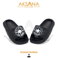 HITAM Aksana Kids Store - Children's Slop Sandals Uk 30 - 35 / Latest Model Flat Sandals / Black Cas