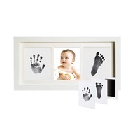 Newborn Souvenir Hand Footprint Oil Photo Frame Combination Baby Hand Footprint Pad Wooden Photo Fra