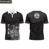 (bokong02) Daruma Spirite Jersey Retro Collar Shirt Sublimation Jersey  Retro Viral