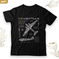 C-47 Skytrain Military Aircraft Militer World War Tshirt Microfiber Jersey