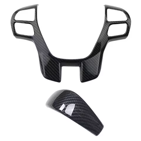 for Ford Ranger Everest Endeavor 2015+ Carbon Fiber Steering Wheel & Gear Shift Cover Trim Frame Dec