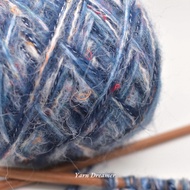 Benang Mengait Fluffy Yarn Crochet Wool Yarn Knitting Yarn Acrylic Yarn Thick Yarn Blue Mix Yarn Moh