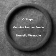 Car Black  Steering Wheel Cover Alcantara Universal Cowhide Suede Steering Wheel Cover Suitable For 
