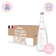 evian Natural Mineral Water Glass Bottle (12 x 750ml Carton)