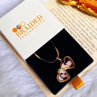 ∇ ◳ ✿ ◅ Braided Personality Gold Heart Photo Locket Necklace with Box