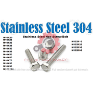 SUS 304 - M10 Hex Bolt Hex Screw DIN933 Hexagon Head Screw Outer Hex Stainless Steel A2