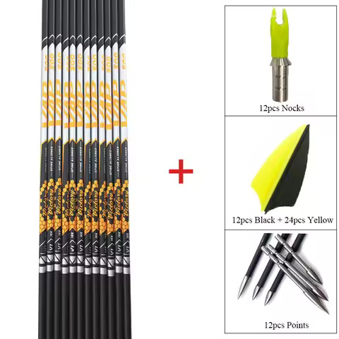 12pcs DIY Archery ID 4.2mm Spine 350-900 Length 30.5inch Arrow Shaft Plastic Vanes 80 Grain Shaft po