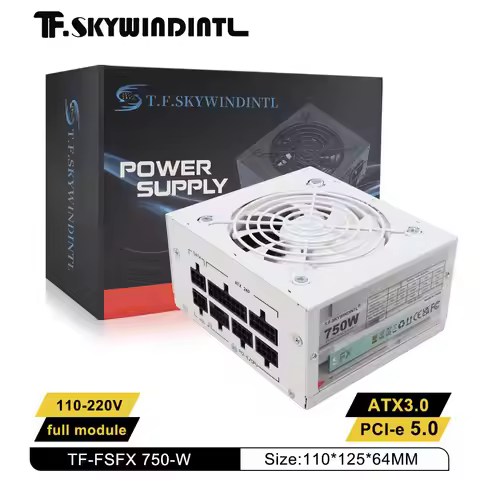 SFX 750W White Power Supply Full-Modular ATX3.0 PCIE5.0 For Mini ITX Chassis Small Computer Case 100