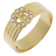 Christian Dior 戒指，12.5 號，18K 黃金鑲鑽，約 ​​3.6 克，女士款 [二手]