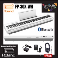 Roland FP-30X 88-key Digital Piano with RH-5 Headphone and DP-2 Pedal (FP30X / FP 30X / FP 30X - WH)