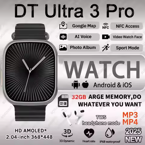 2025 New Original Watch DT Ultra 3 Pro Smart Watch Men Google map NFC GPS Tracker HD BT Call IP68 Wa