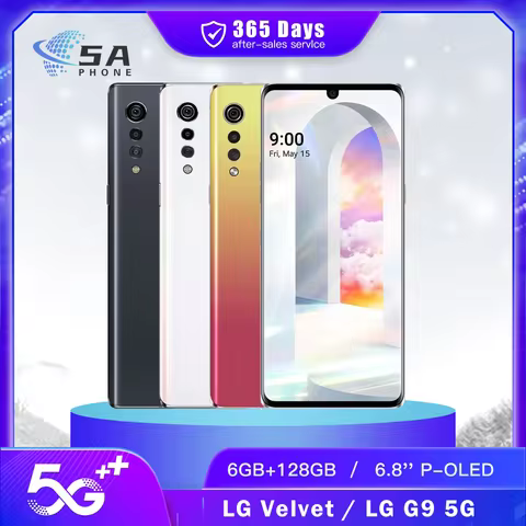 Original LG G9 G900TM G900N G900VM 5G Mobile Phone VELVET 6GB RAM 128GB ROM 6.8'' 48MP+8MP+5MP+16MP 