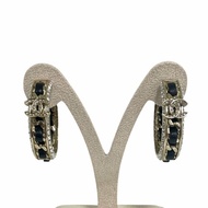 CHANEL 香奈兒 皮穿鏈設計 水鑽耳環 合金 金色