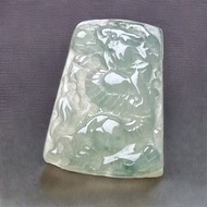 冰種油青翡翠懷古龍牌 | 天然緬甸玉A貨翡翠 | 送禮