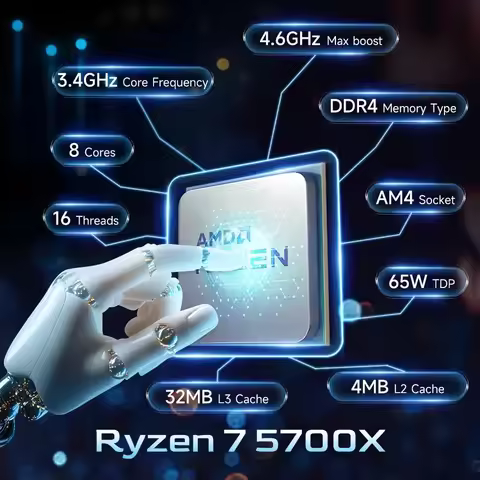 AMD Ryzen 7 5700X AMD R7 5700X CPU 8-Core 16-Thread 4.6GHz Unlocked Desktop Processor Socket AM4 Gam