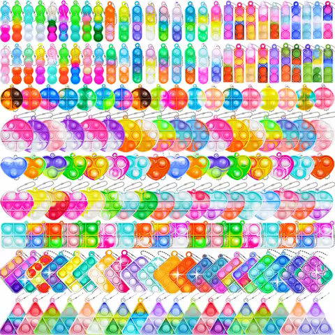 Mini Pop Keychain Fidget Toys Push Pop Bulk Keychain Party Favors For Kids Pop Bubble Toys Pack Boys