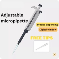 【READY STOCK】【FREE TIPS】 Lab Pipette Plastic Dropper Digital Adjustable Volume Capacity Micropipette