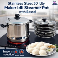 Premium Stainless Steel 6 Tray 30 Idly Maker Idli Steamer Pot Gas Induction Heavy Duty Kitchen Cooke