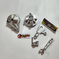 ชุด4ชิ้น ดุมสเตอร์หลัง งานCNC + ชุดขายึดดั้มติดสวิงอาร์ม CNC + ฝาเบรค CNC ตัวใหม่ + มือลิงซู เจาะสล็