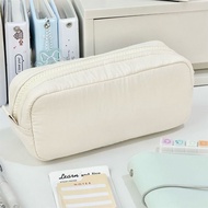 Simple Solid Color Square Pencil Case Large Capacity Classified Storage Pencil Box Multifunctional S
