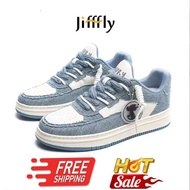 FK2G Jifffly Casual Men Washed Denim Bread Shoes Women Breathable Couple Double Shoelace Sneakers Su
