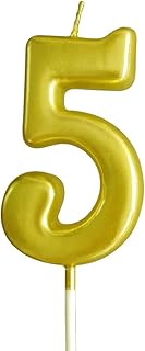 XNOVA Gold Number Candles Numbers 5th Five Number 5 Champagne Candle Glitter Happy Birthday Numeral 