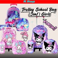 ❀Primary School Bag Trolley Bag 6Wheels 3 In 1 Set Girls Beg Sekolah Roda Perempuan※