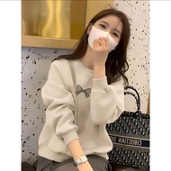 PORTAS-Sweater Crew Neck Wanita oversize Middle Ribbon Oblong