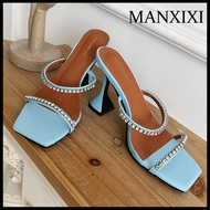 MANXIXI Thời Trang Phụ Nữ Cao Gót 3.54 Inches Ngọc Trai Đẹp Dép (Kích Thước 35-40)