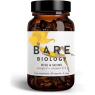 Bare Biology Omega 3 Capsules + D3 Rise & Shine (30 Hidangan) 1600mg Minyak Omega 3 EPA 1035mg DHA 4