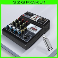 [szgrqkj1] Audio Mixer Support Bluetooth 5.0 USB Portable 4 Channel 48V Power DJ Mixer for Computer