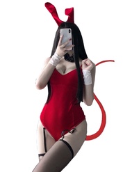 Oludkeph Sexy Bodysuit Costume Women Lingerie Set Bunny Girl Cosplay Costume JK Party with Garters