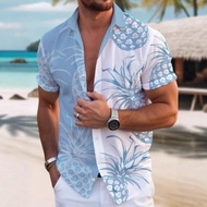 2025 Waiian Style 3D Cartoon Fruit Print Men's Shirt Casual Men's Short-Sleeved Shirt bgt112.6.19