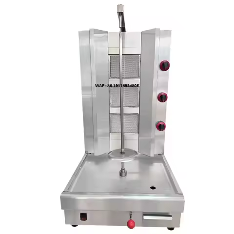 Gas Lpg Stainless Steel Decktop Gas 3-Burner Shawarma Machine Automatic Rotating Konerkebab Cutting 