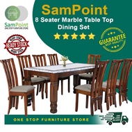 bvhome 8 Seater Marble Table Top Dining Set_ Ready Stock + Free Shipping** + Siap Pasang