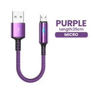 Toocki 25cm Type C USB Micro Cable Fast Charging Data Cord Short Portable USB C/Lightning Cable Charge for Power Bank Mobile Phone Wire