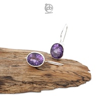 Women's Hook Earrings Silver 925 Natural Amethyst Amethyst Valomita