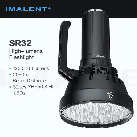 Imalent SR32 Ultra Bright Flashlight/Searching Light, 120,000 Lumens 2,080m Beam Distance, 32pcs XHP