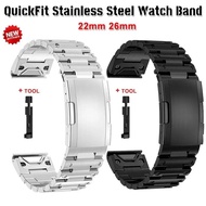 22 26mm QuickFit Stainless Steel Watch Band Garmin Fenix5/5X/5XPlus/6/6X/6XPro Forerunner945 935 Smartwatch Metal Watch Band