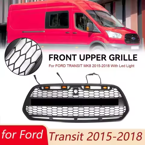 Car Front Hood Grille LED for Ford Transit European 2015-2018 North American 14-21 Raptor Style Body