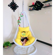 ST/🏮Small Apartment Glider Adult Rocking Chair Balcony Cradle Chair Family Rattan Chair Swing Iron Metal Rattan Moon Han