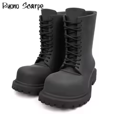 Brand Designer Luxury Motorcycle Boots Women Thick Bottom Platform Genuine Leather Ankel Boots Punk 