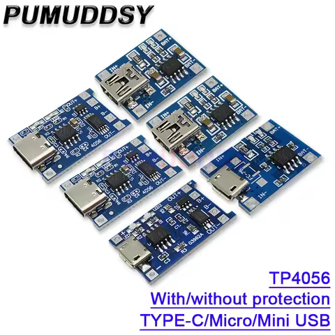 5PCS 5V Micro USB 1A 18650 TP4056 Lithium Battery Charging Board With Protection Charger Module TYPE